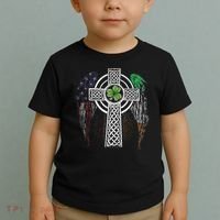 Irish American USA Flag Celtic Cross St Patricks Day Toddler T-Shirt thumb 2
