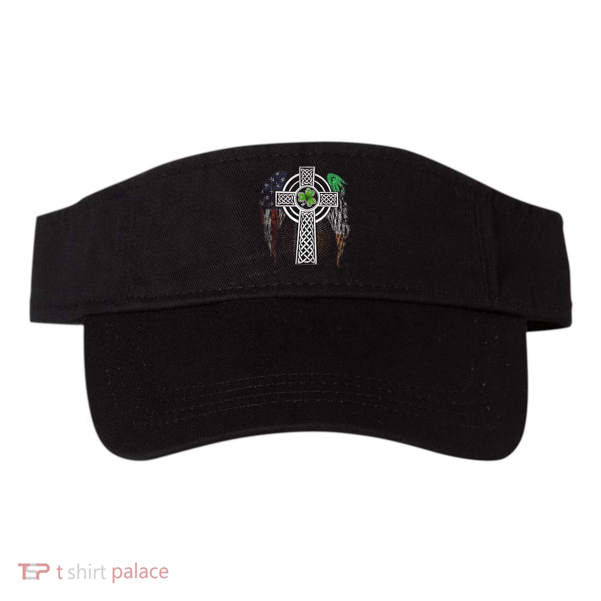 Irish American USA Flag Celtic Cross St Patricks Day Visor