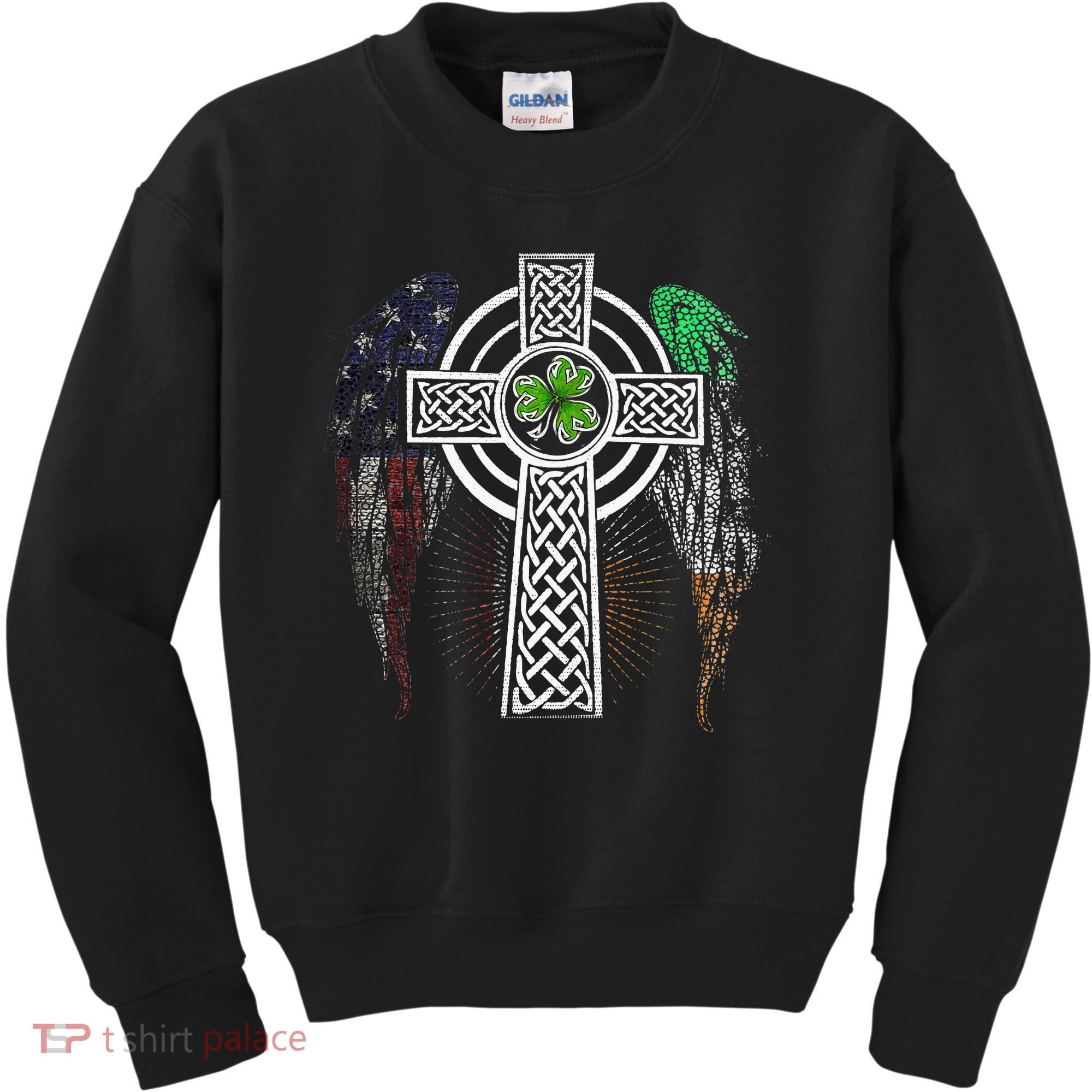 Irish American USA Flag Celtic Cross St Patricks Day Kids Sweatshirt