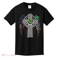 Irish American USA Flag Celtic Cross St Patricks Day Kids T-Shirt thumb 0