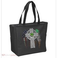 Irish American USA Flag Celtic Cross St Patricks Day Tote Bag thumb 2