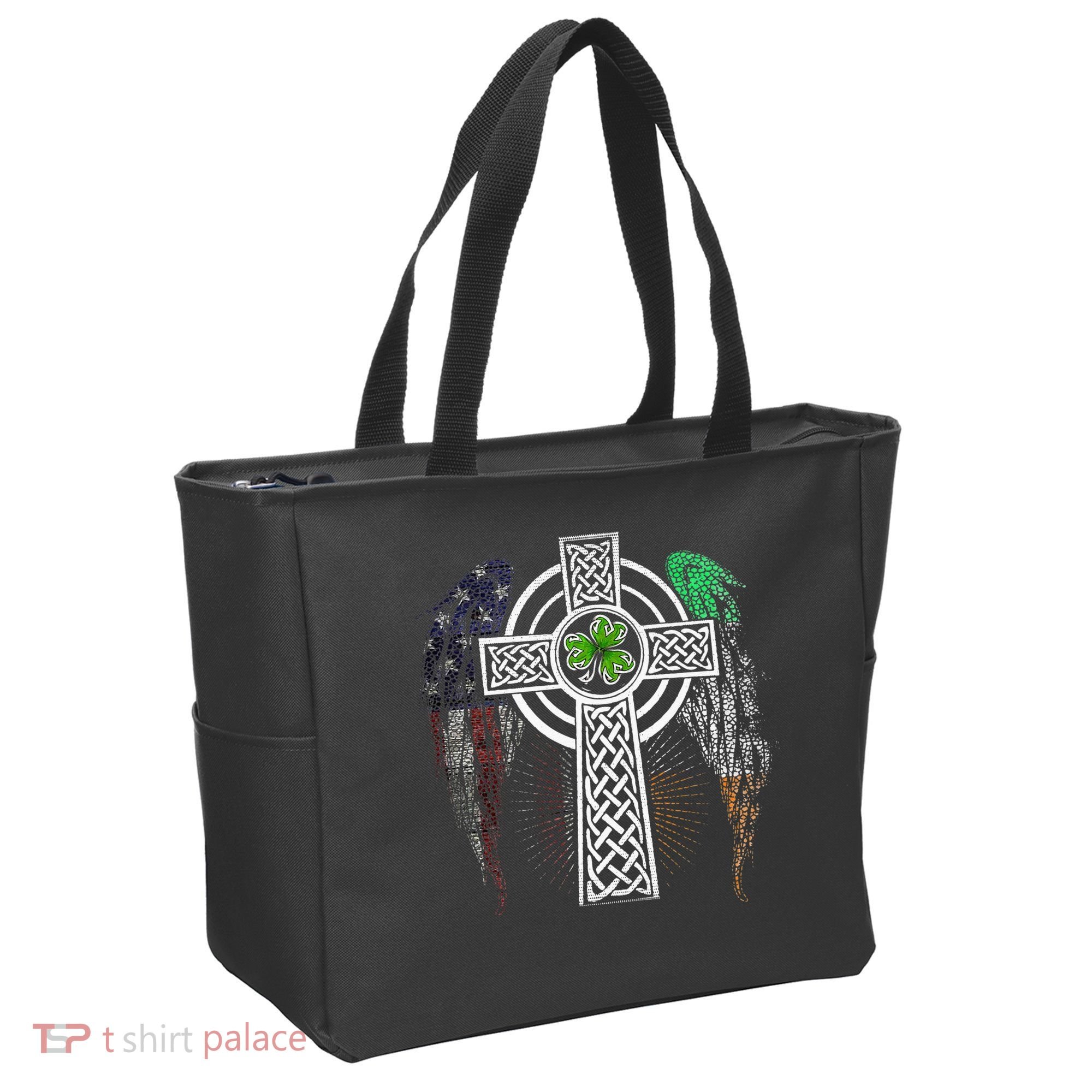 Irish American USA Flag Celtic Cross St Patricks Day Tote Bag