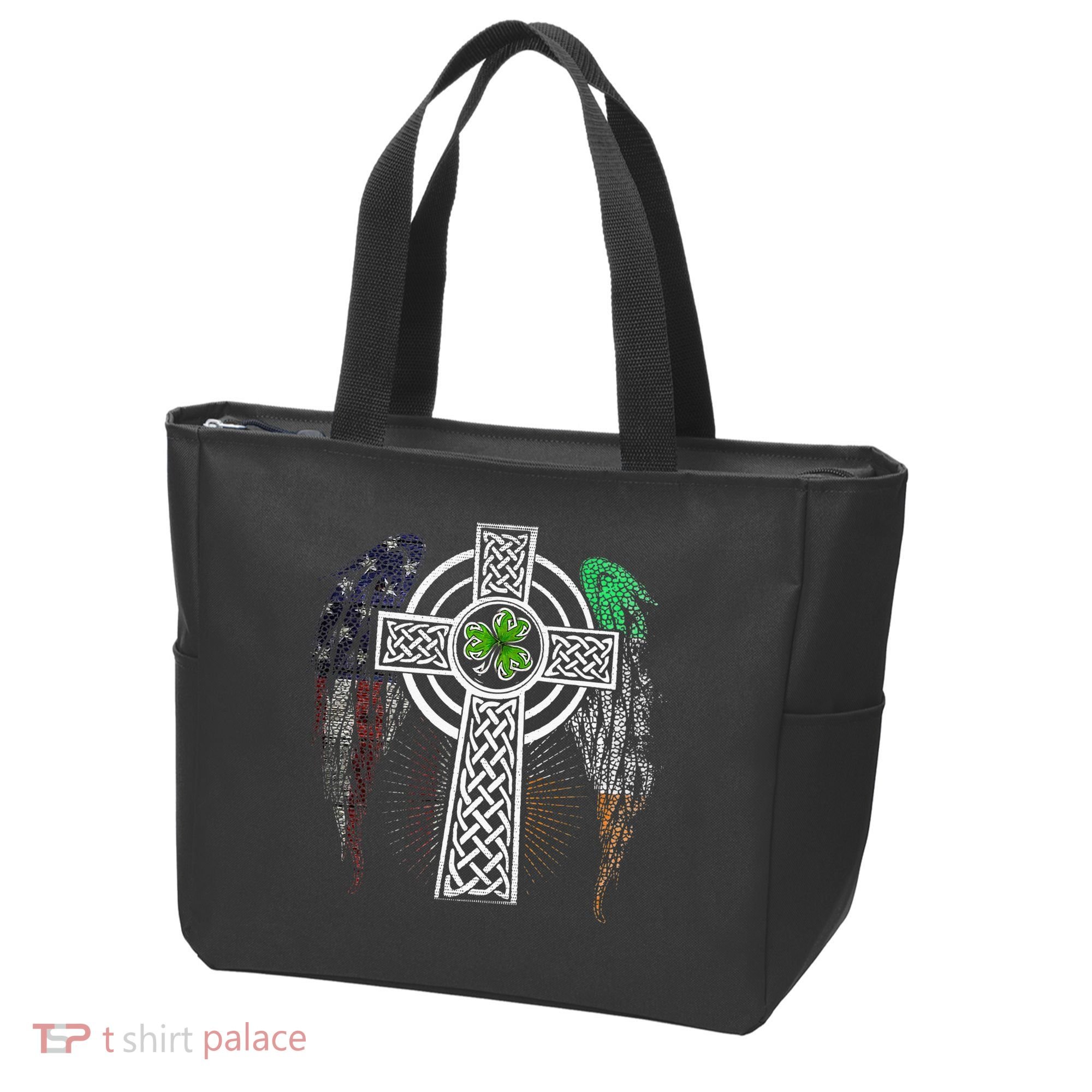 Irish American USA Flag Celtic Cross St Patricks Day Tote Bag