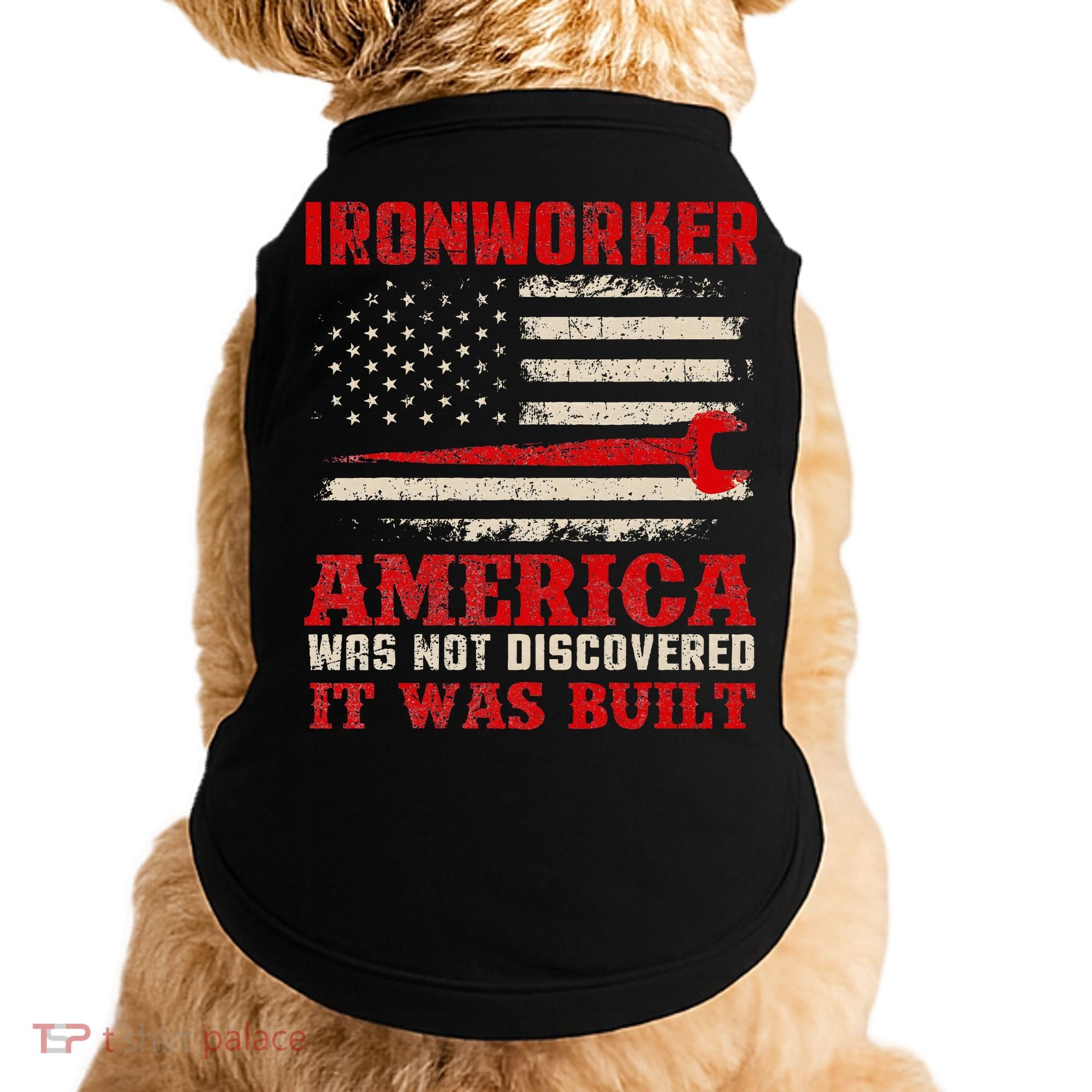 Ironworker American USA Flag Ironworking Worker Rodbuster Doggie Tank