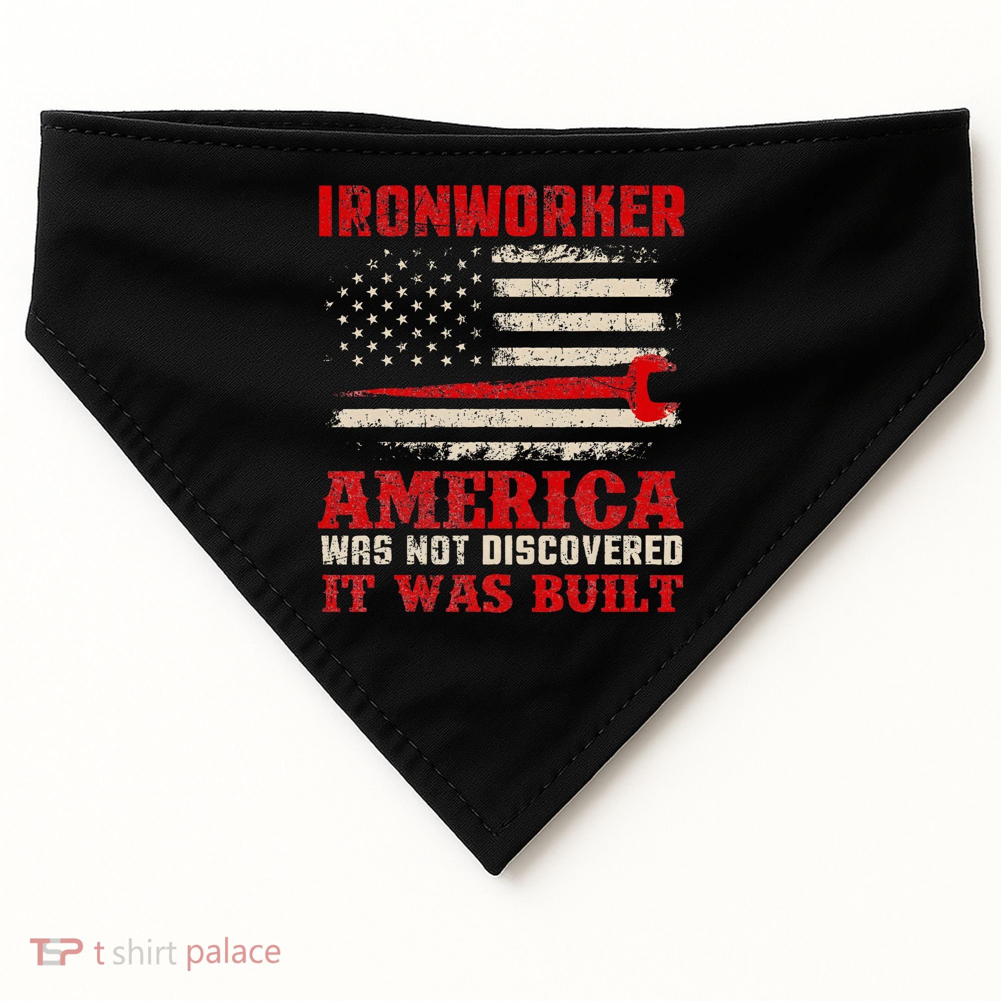 Ironworker American USA Flag Ironworking Worker Rodbuster USA-Made Doggie Bandana