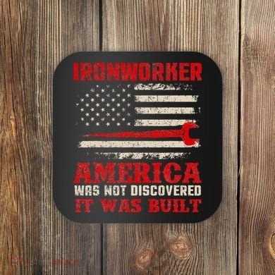 Ironworker American USA Flag Ironworking Worker Rodbuster Coaster