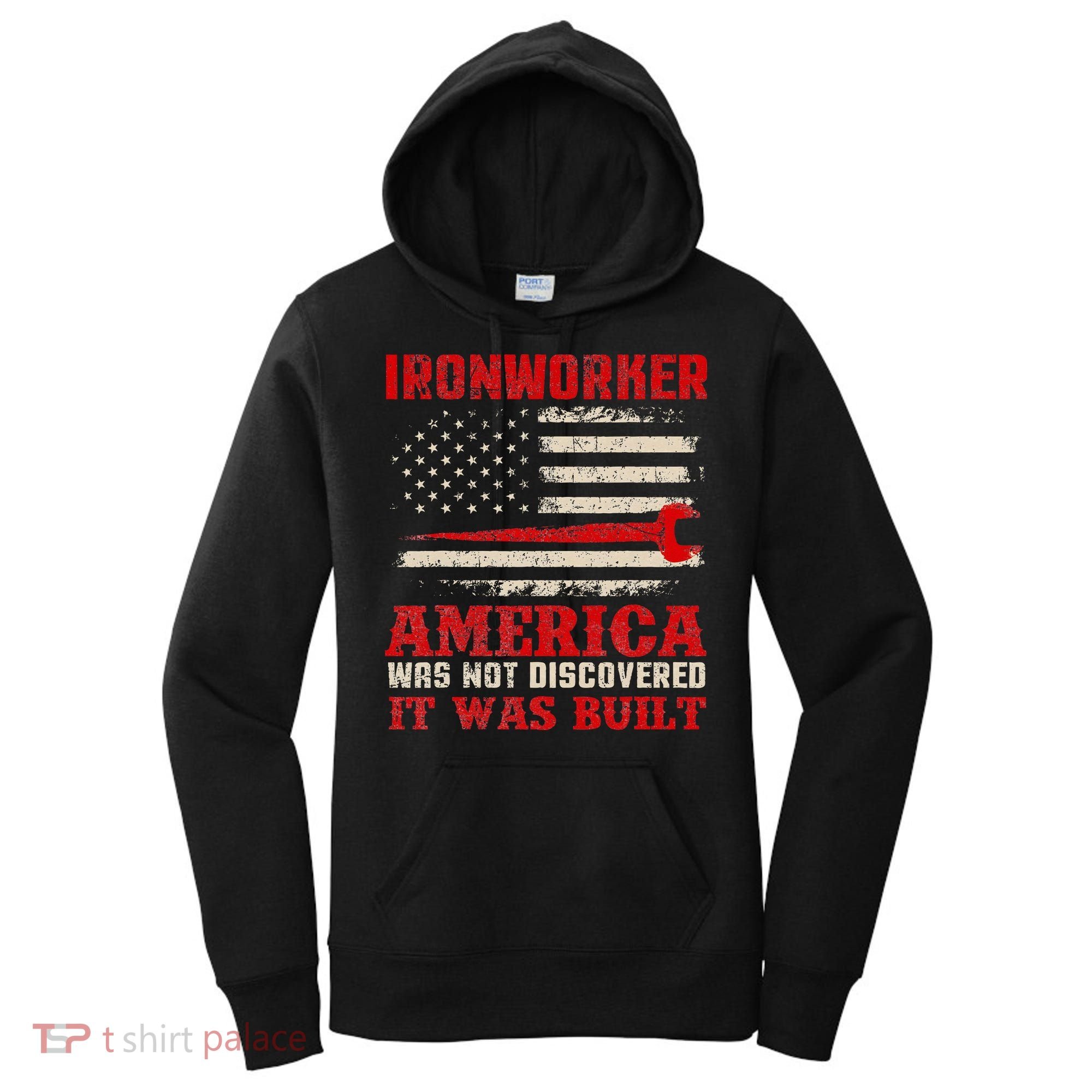 Ironworker American USA Flag Ironworking Worker Rodbuster Women's Hoodie