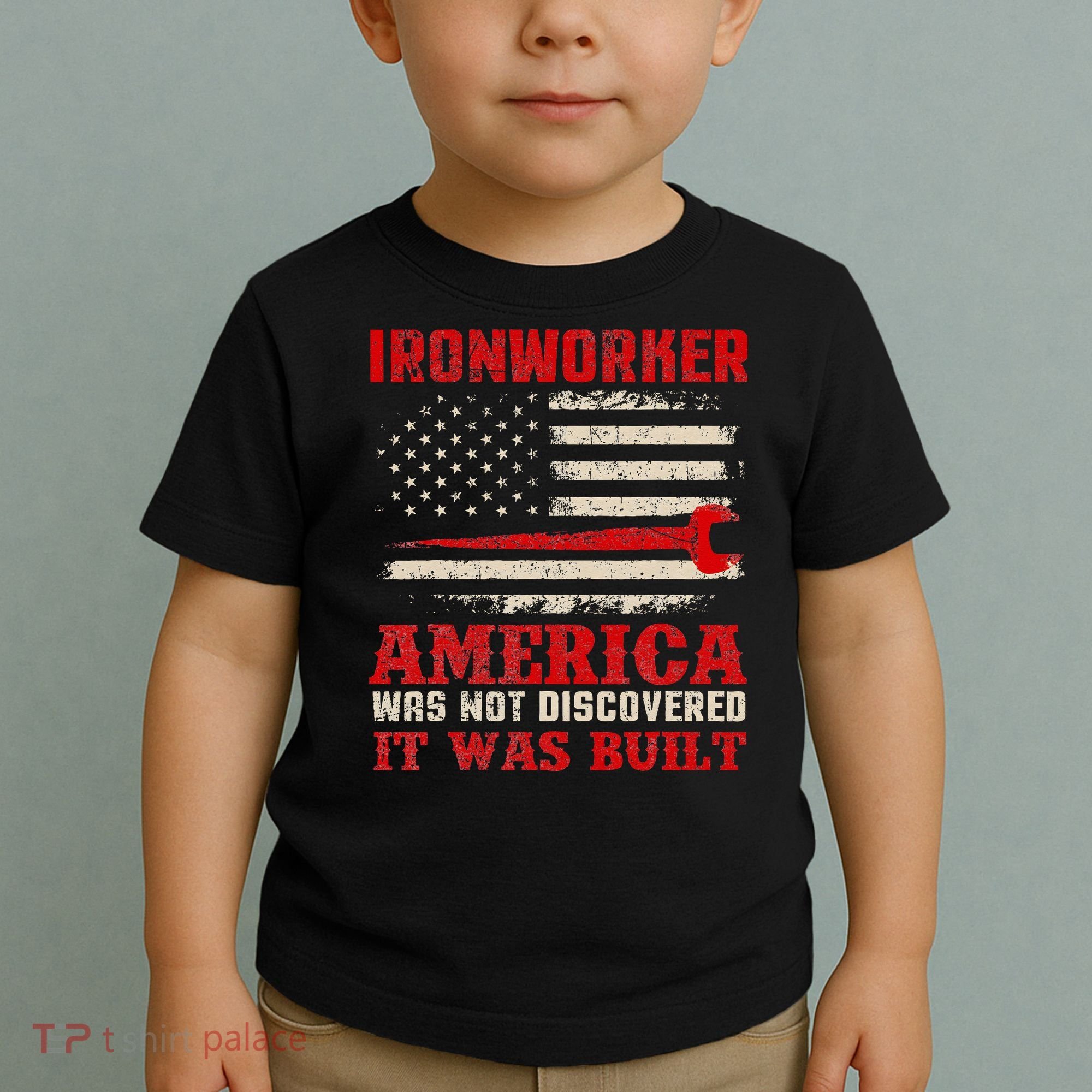 Ironworker American USA Flag Ironworking Worker Rodbuster Toddler T-Shirt
