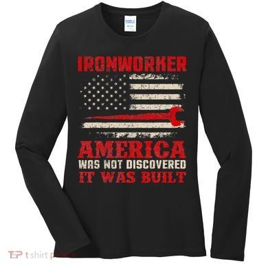Ironworker American USA Flag Ironworking Worker Rodbuster Women's Long Sleeve Shirt