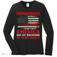 Ironworker American USA Flag Ironworking Worker Rodbuster Women's Long Sleeve Shirt thumb 0