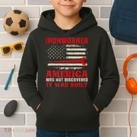 Ironworker American USA Flag Ironworking Worker Rodbuster Kids Hoodie thumb 2