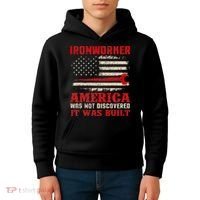 Ironworker American USA Flag Ironworking Worker Rodbuster Kids Hoodie thumb 4