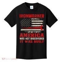 Ironworker American USA Flag Ironworking Worker Rodbuster Kids T-Shirt thumb 0