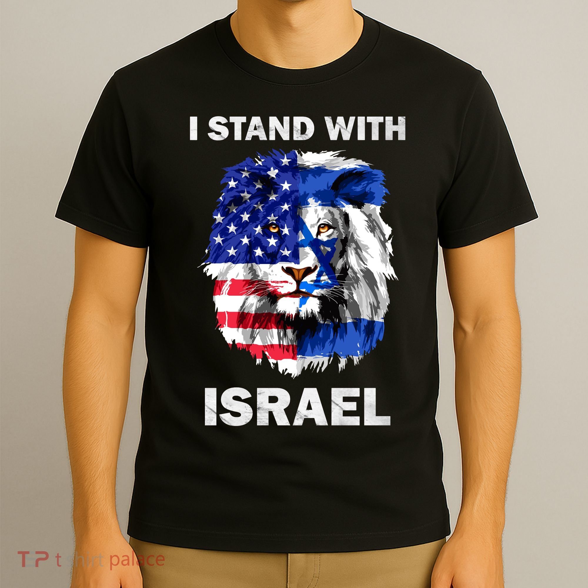 Israel And Usa Flag Lion | I Stand With Israel T-Shirt