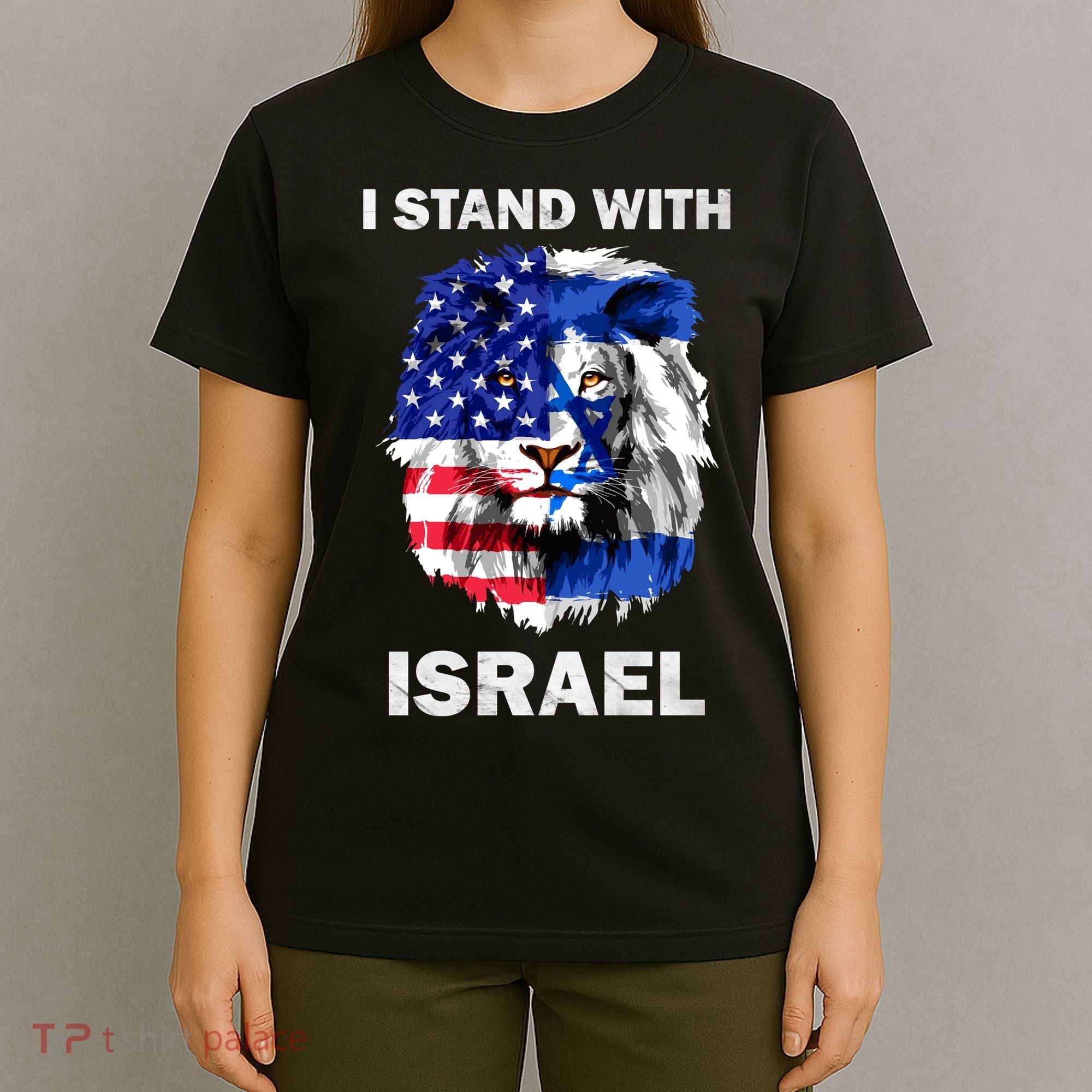Israel And Usa Flag Lion | I Stand With Israel T-Shirt