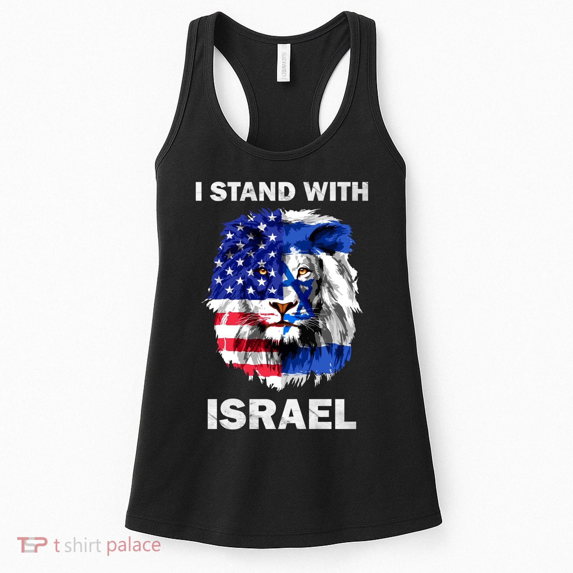 Israel And Usa Flag Lion | I Stand With Israel Women's Tank Top