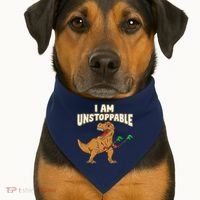 I Am Unstoppable TRex Funny Short Dinosaur Arms Joke USA-Made Doggie Bandana thumb 1