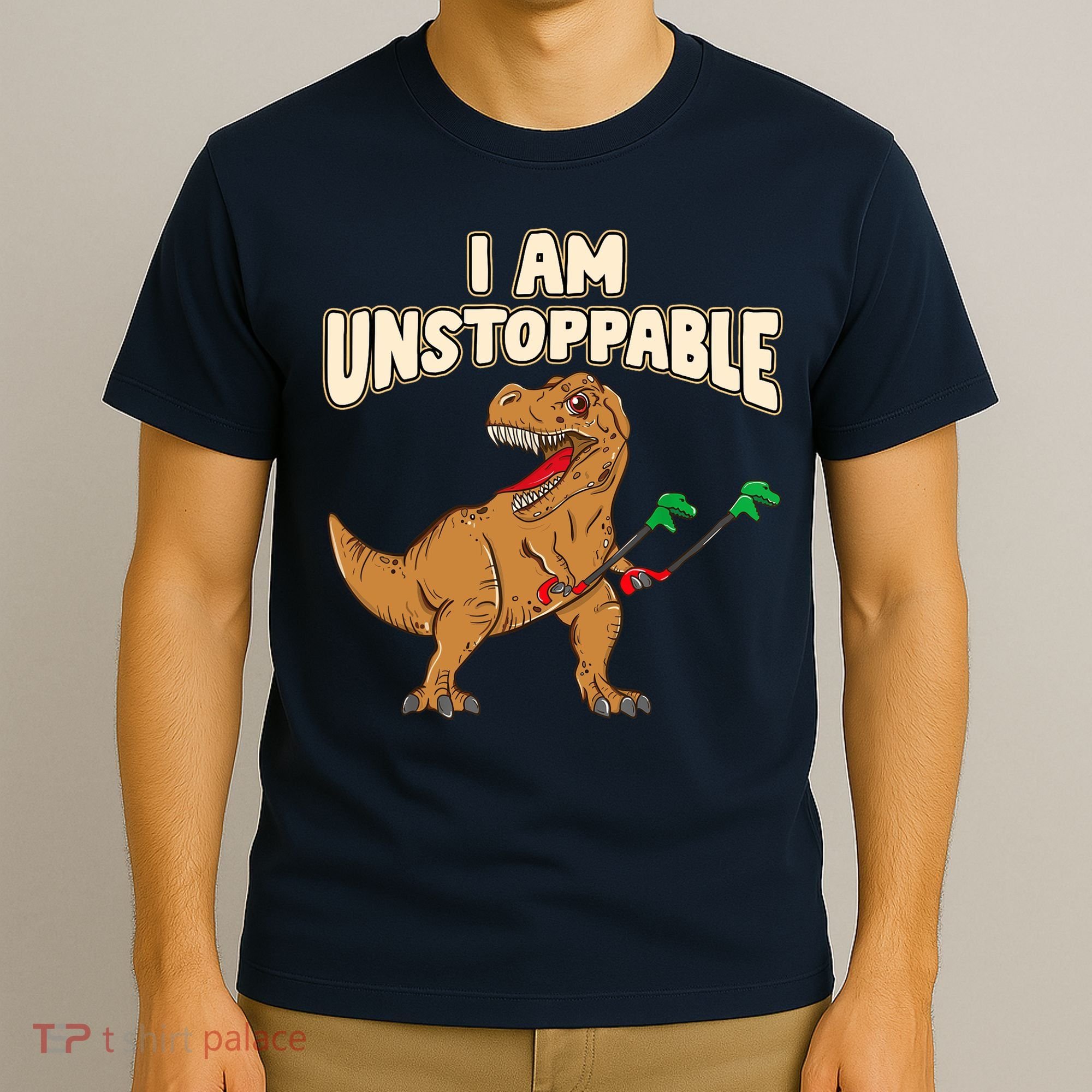 I Am Unstoppable TRex Funny Short Dinosaur Arms Joke T-Shirt