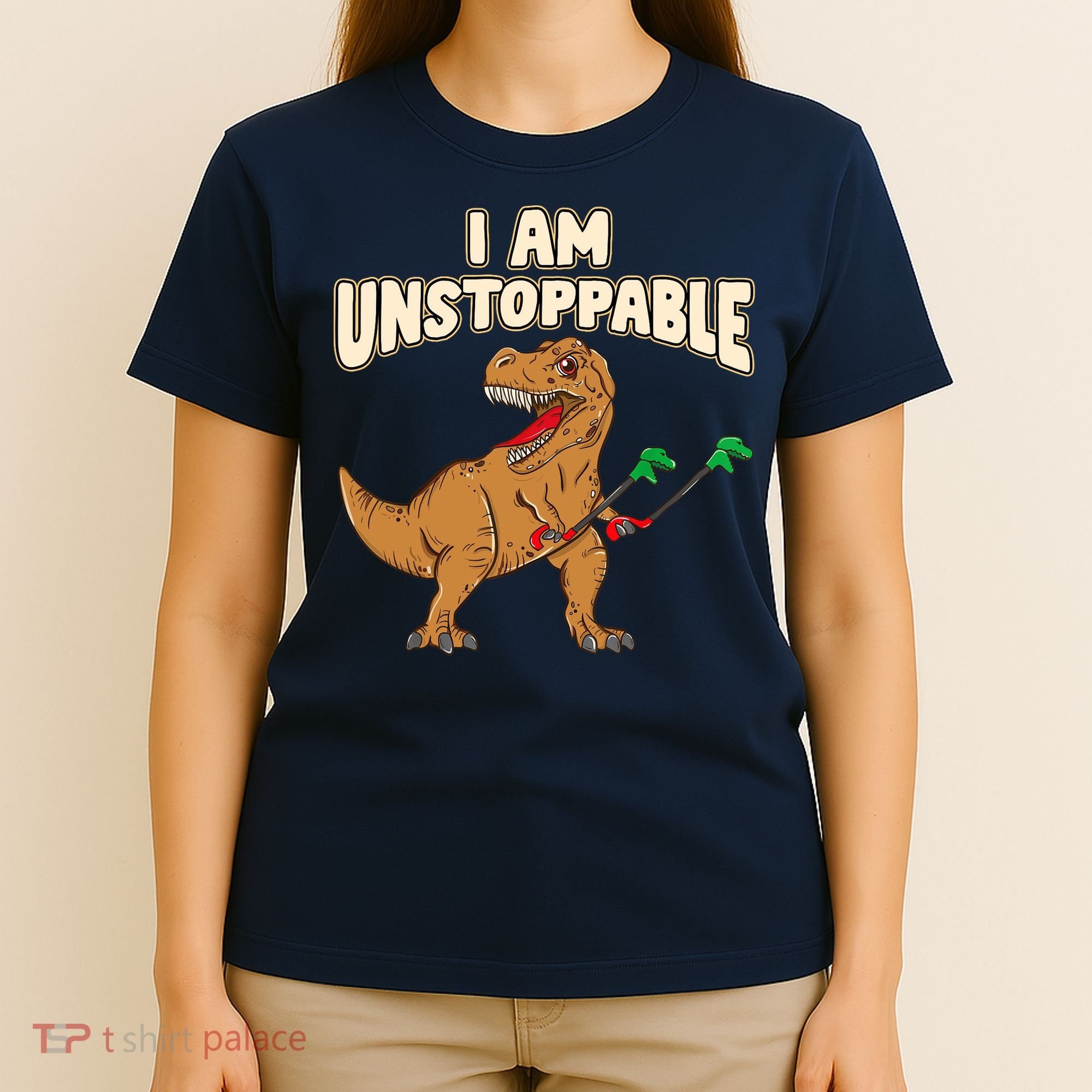 I Am Unstoppable TRex Funny Short Dinosaur Arms Joke T-Shirt