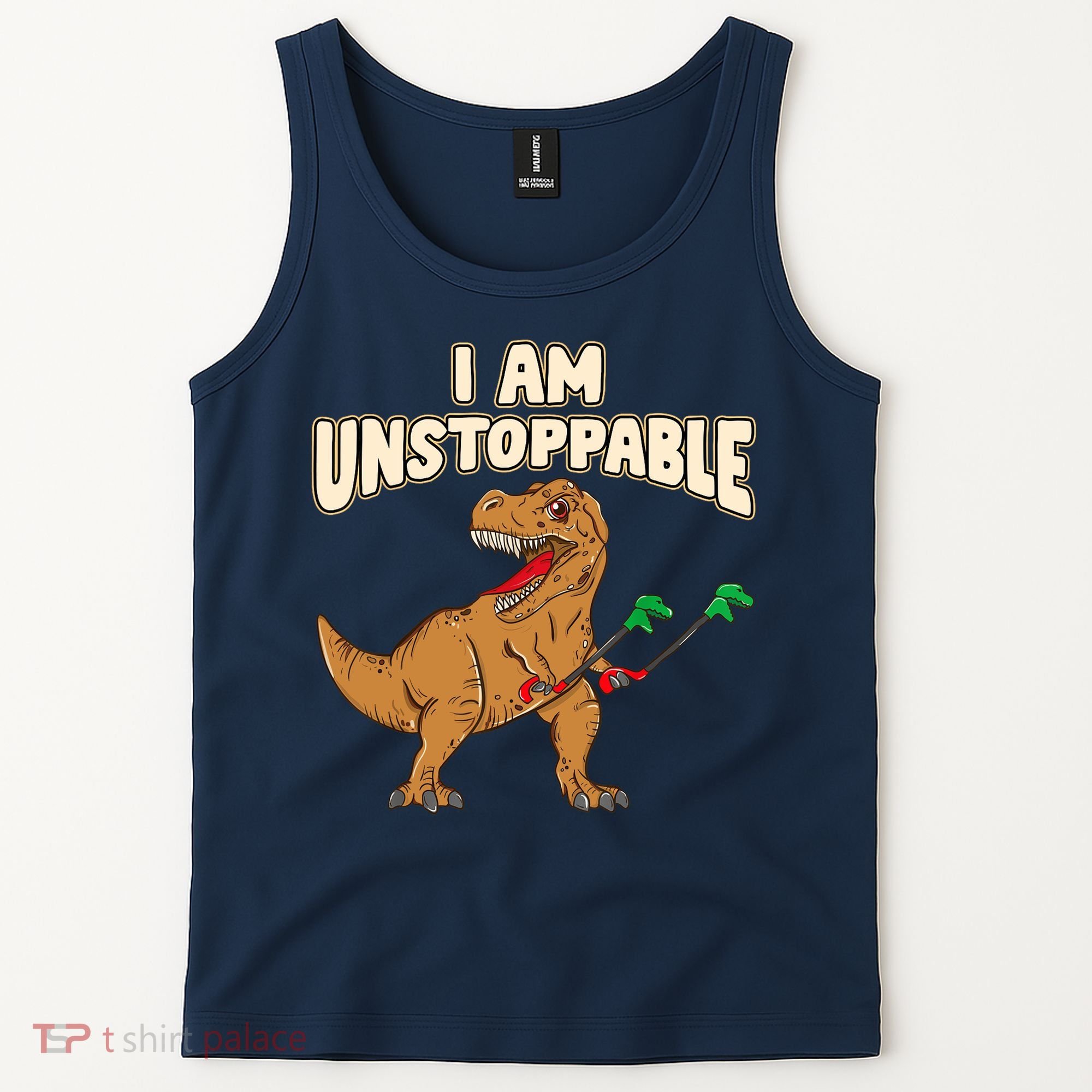 I Am Unstoppable TRex Funny Short Dinosaur Arms Joke Tank Top