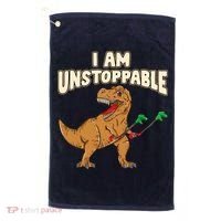 I Am Unstoppable TRex Funny Short Dinosaur Arms Joke Golf Towel thumb 0
