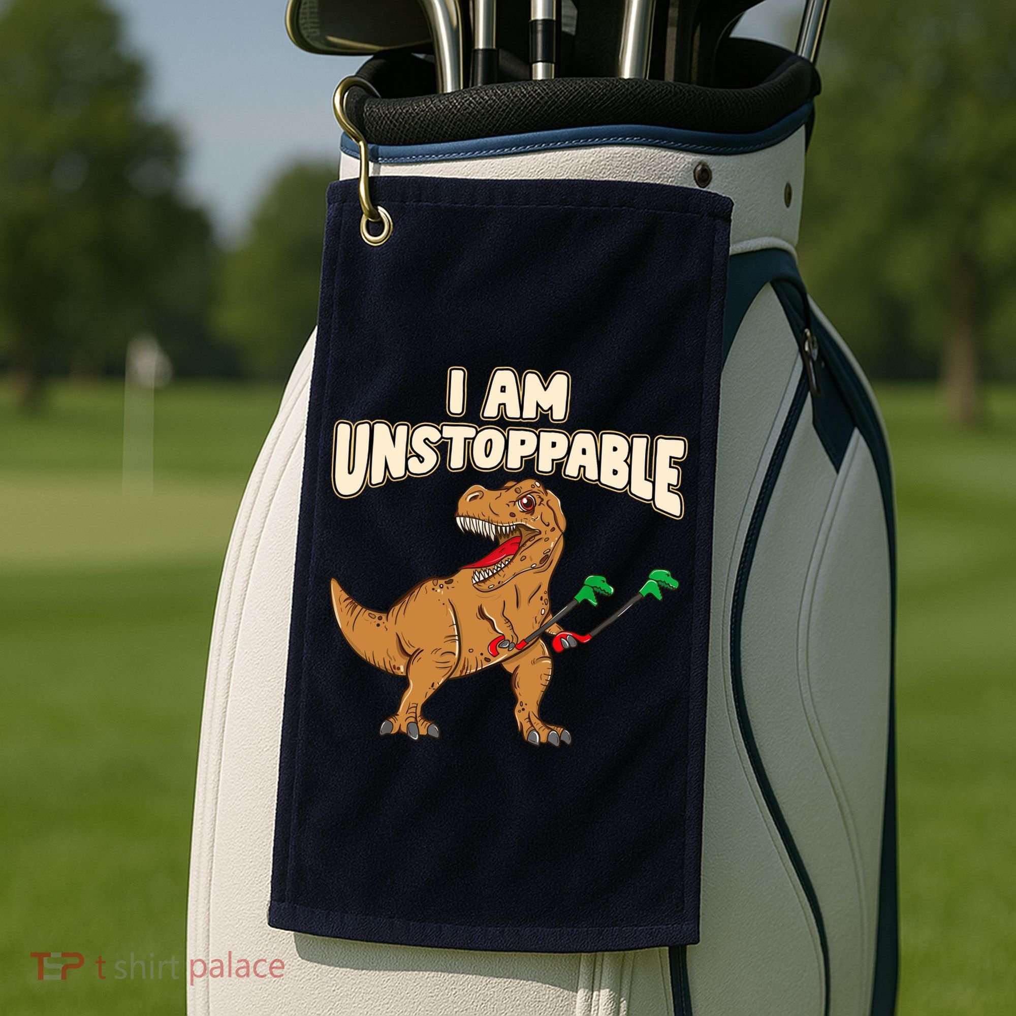 I Am Unstoppable TRex Funny Short Dinosaur Arms Joke Golf Towel