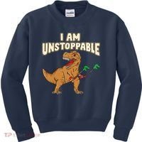 I Am Unstoppable TRex Funny Short Dinosaur Arms Joke Kids Sweatshirt thumb 0