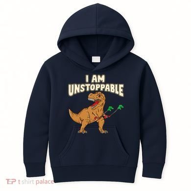I Am Unstoppable TRex Funny Short Dinosaur Arms Joke Kids Hoodie