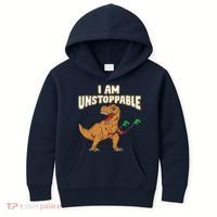 I Am Unstoppable TRex Funny Short Dinosaur Arms Joke Kids Hoodie thumb 0