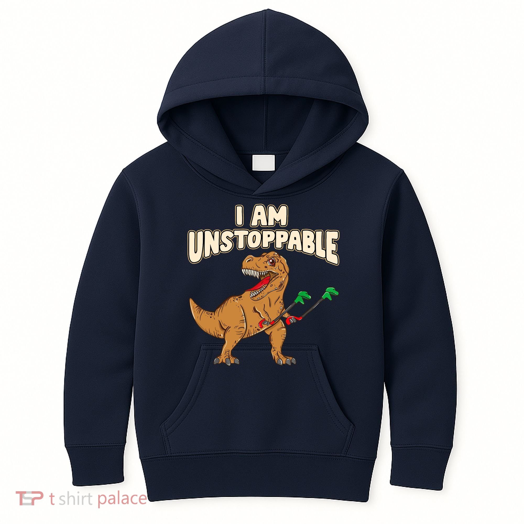 I Am Unstoppable TRex Funny Short Dinosaur Arms Joke Kids Hoodie