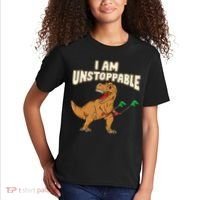 I Am Unstoppable TRex Funny Short Dinosaur Arms Joke Kids T-Shirt thumb 2