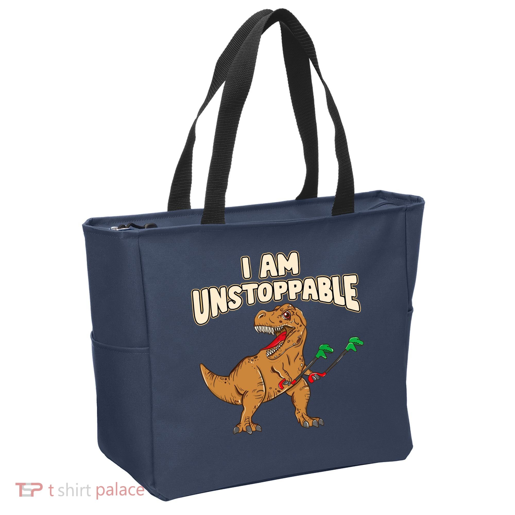 I Am Unstoppable TRex Funny Short Dinosaur Arms Joke Tote Bag
