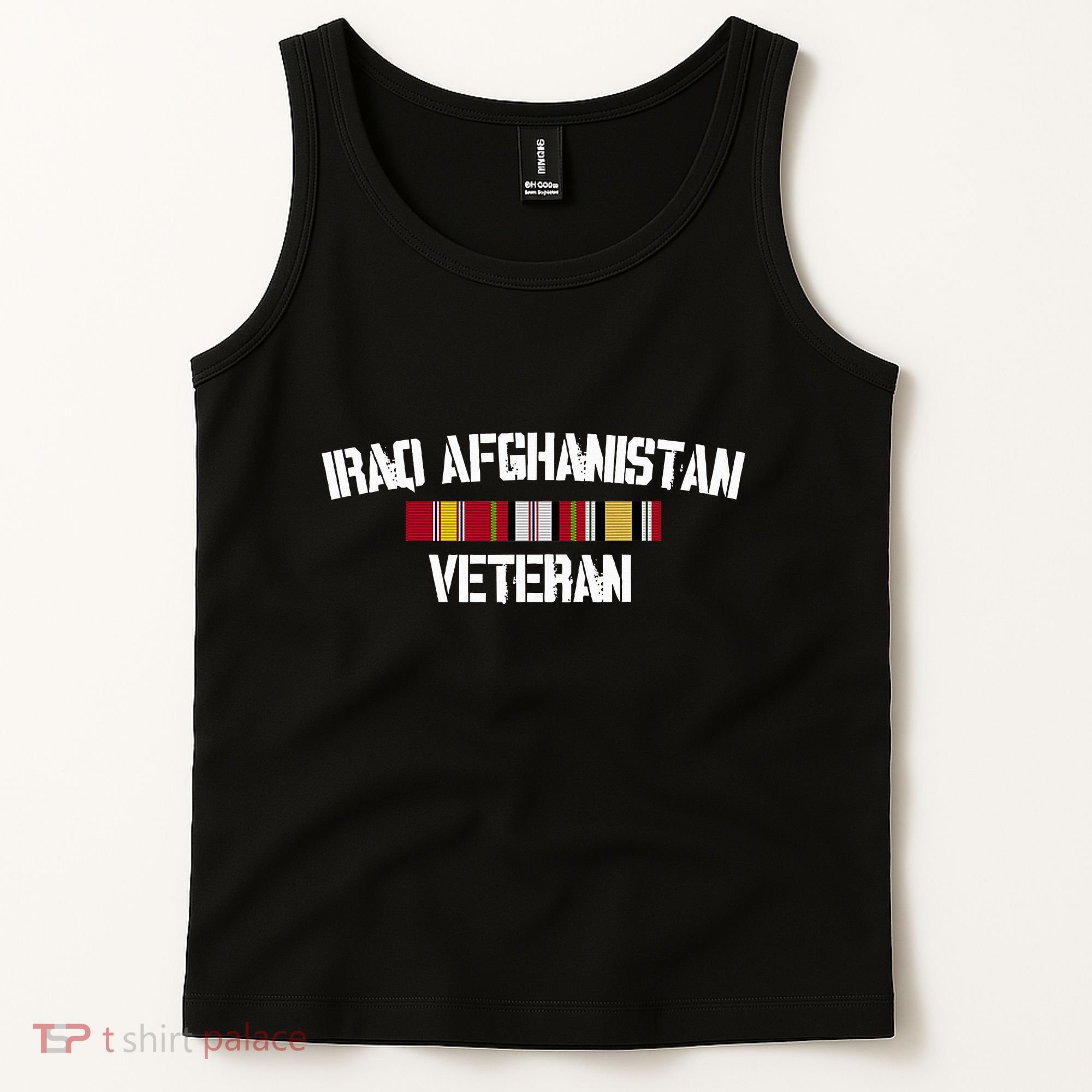 Iraq Afghanistan Veteran Pride Service Ribbon Tank Top
