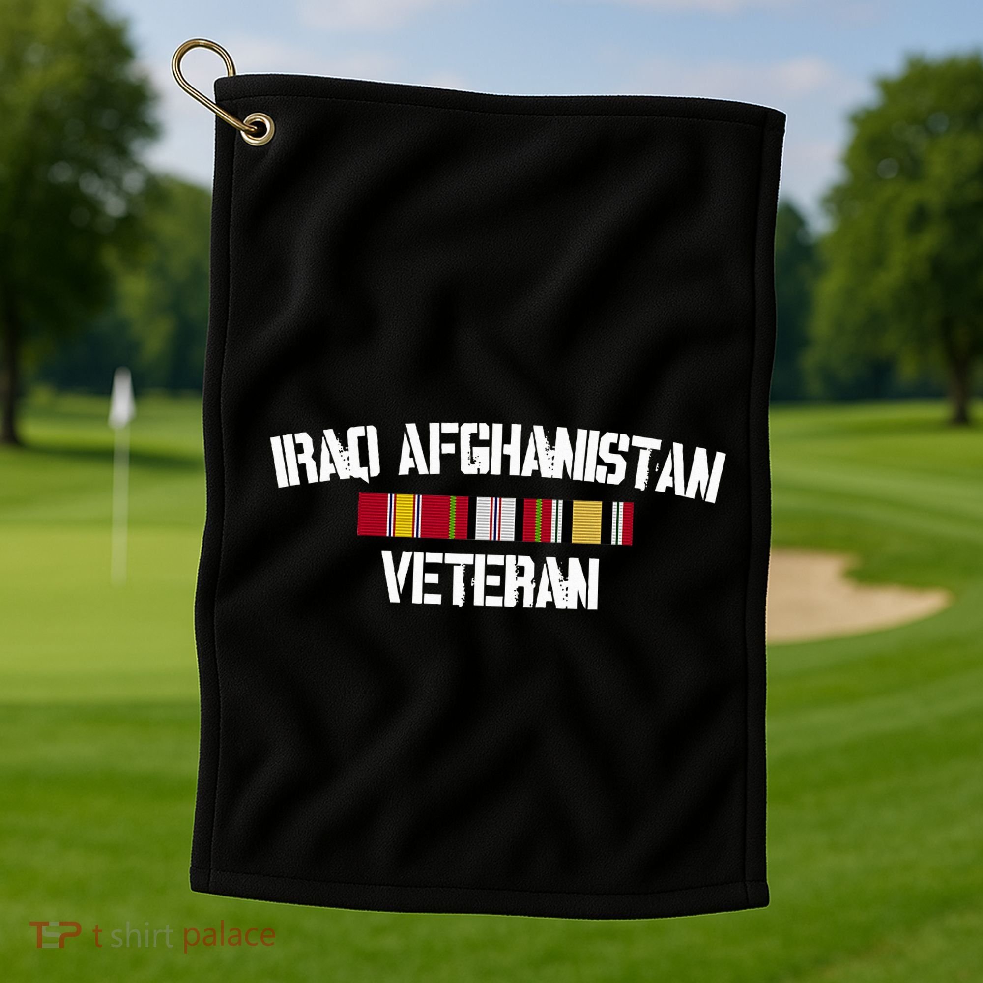 Iraq Afghanistan Veteran Pride Service Ribbon Golf Towel