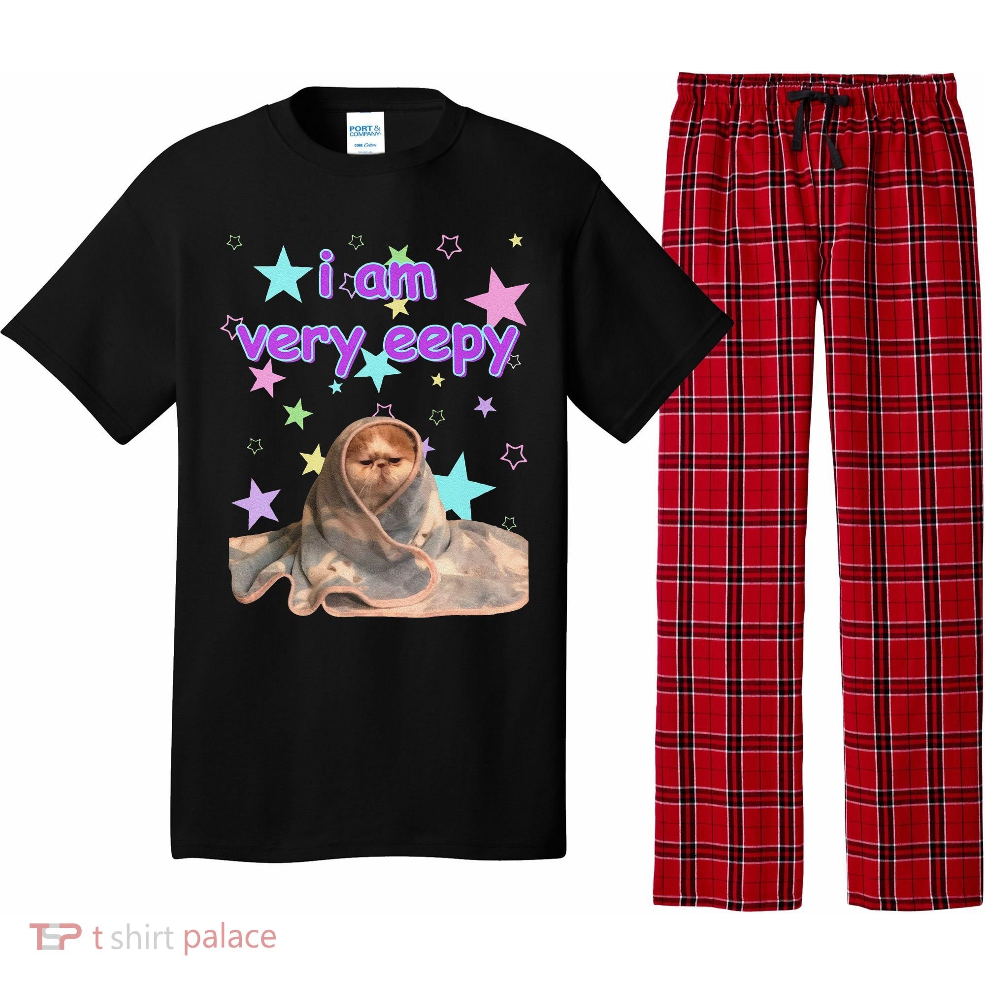 I Am Very Eepy Funny Cat Blanket Pajama Set