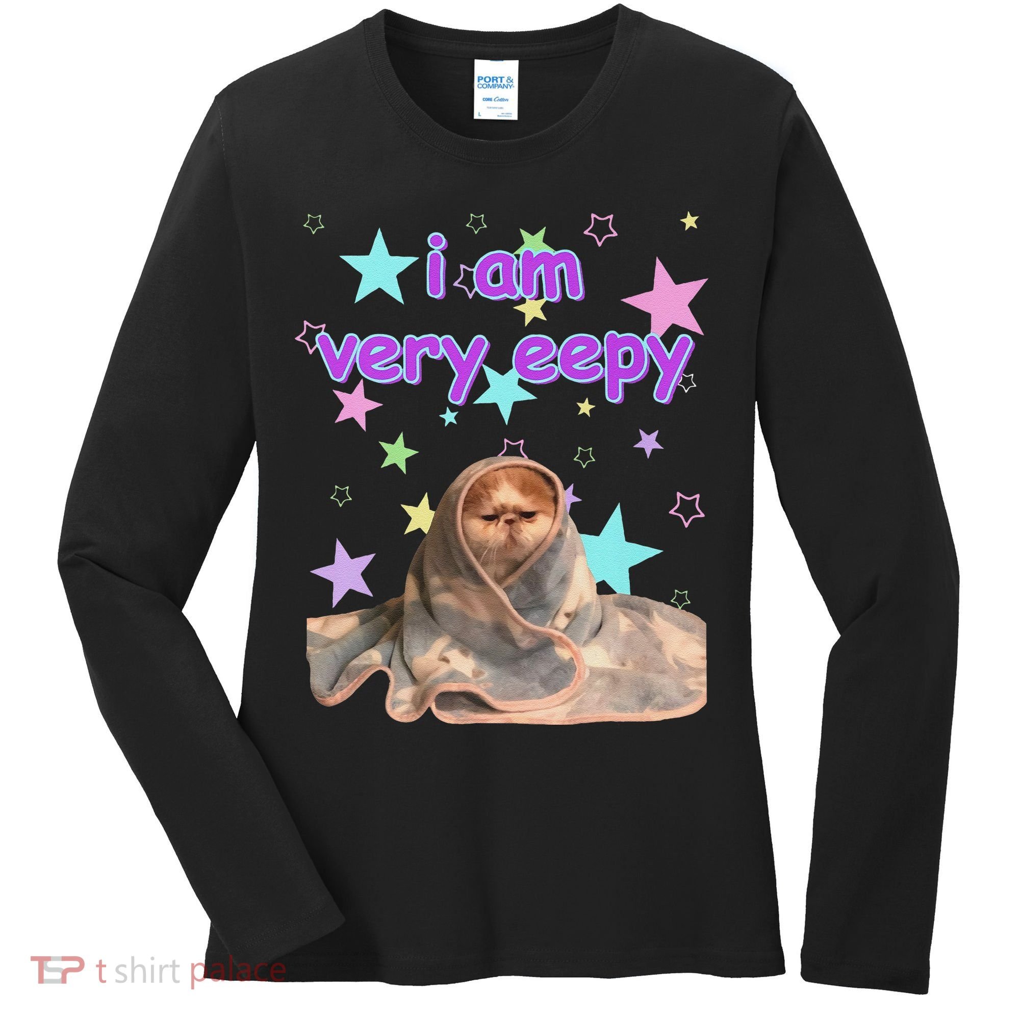 I Am Very Eepy Funny Cat Blanket Women's Long Sleeve Shirt