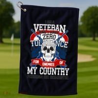 IM A Veteran With Zero Tolerance Golf Towel thumb 1