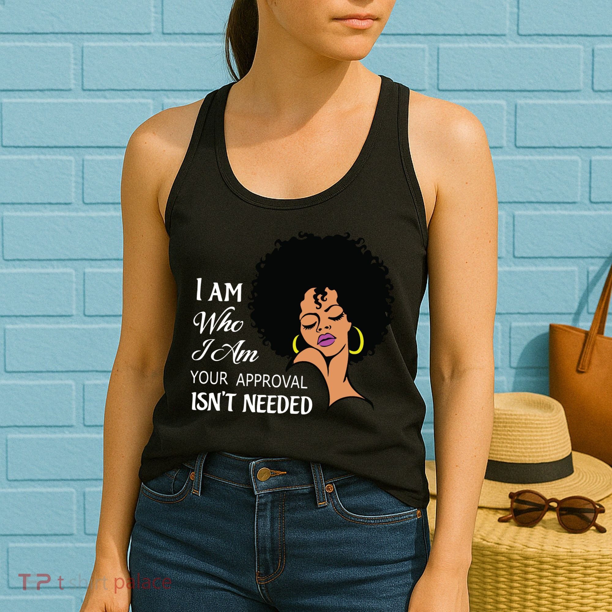 I Am Who I Am Black Queen Afro African American Women's Tank Top