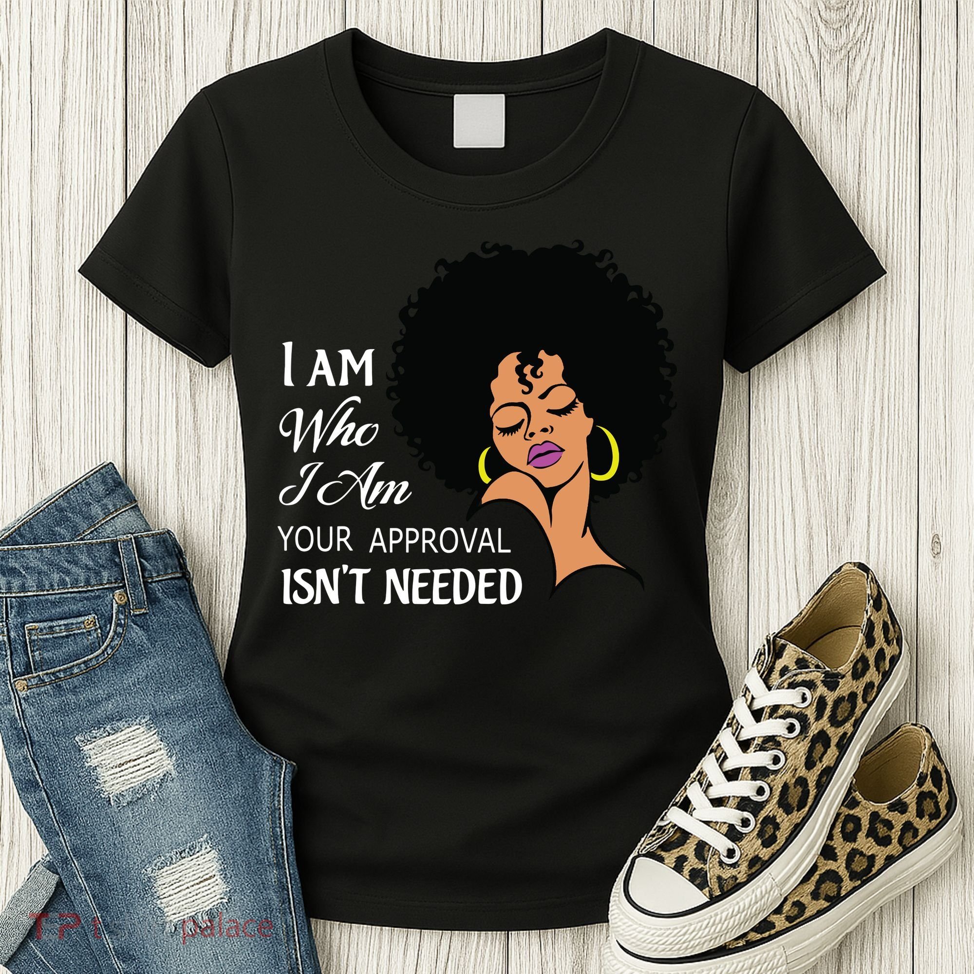 I Am Who I Am Black Queen Afro African American Women's T-Shirt