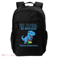 In April We Wear Blue Autism Awareness Month Dinosaur TRex Backpack thumb 0