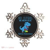 In April We Wear Blue Autism Awareness Month Dinosaur TRex Ornament thumb 0