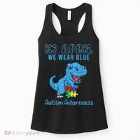 In April We Wear Blue Autism Awareness Month Dinosaur TRex Women's Tank Top thumb 0