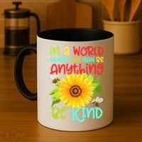 In A World Where You Can Be Anything Be Kind Sunflower Kindness Coffee Mug thumb 4