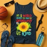 In A World Where You Can Be Anything Be Kind Sunflower Kindness Tank Top thumb 4