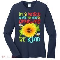 In A World Where You Can Be Anything Be Kind Sunflower Kindness Women's Long Sleeve Shirt thumb 0