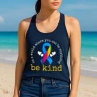 In A World Where You Can Be Anything Be Kind Autism Awareness Ribbon Women's Tank Top thumb 2