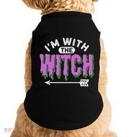 I Am With The Witch Halloween Witch Im With The Witch Funny Gift Doggie Tank thumb 0