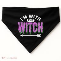 I Am With The Witch Halloween Witch Im With The Witch Funny Gift USA-Made Doggie Bandana thumb 0