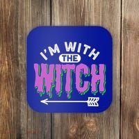 I Am With The Witch Halloween Witch Im With The Witch Funny Gift Coaster thumb 0
