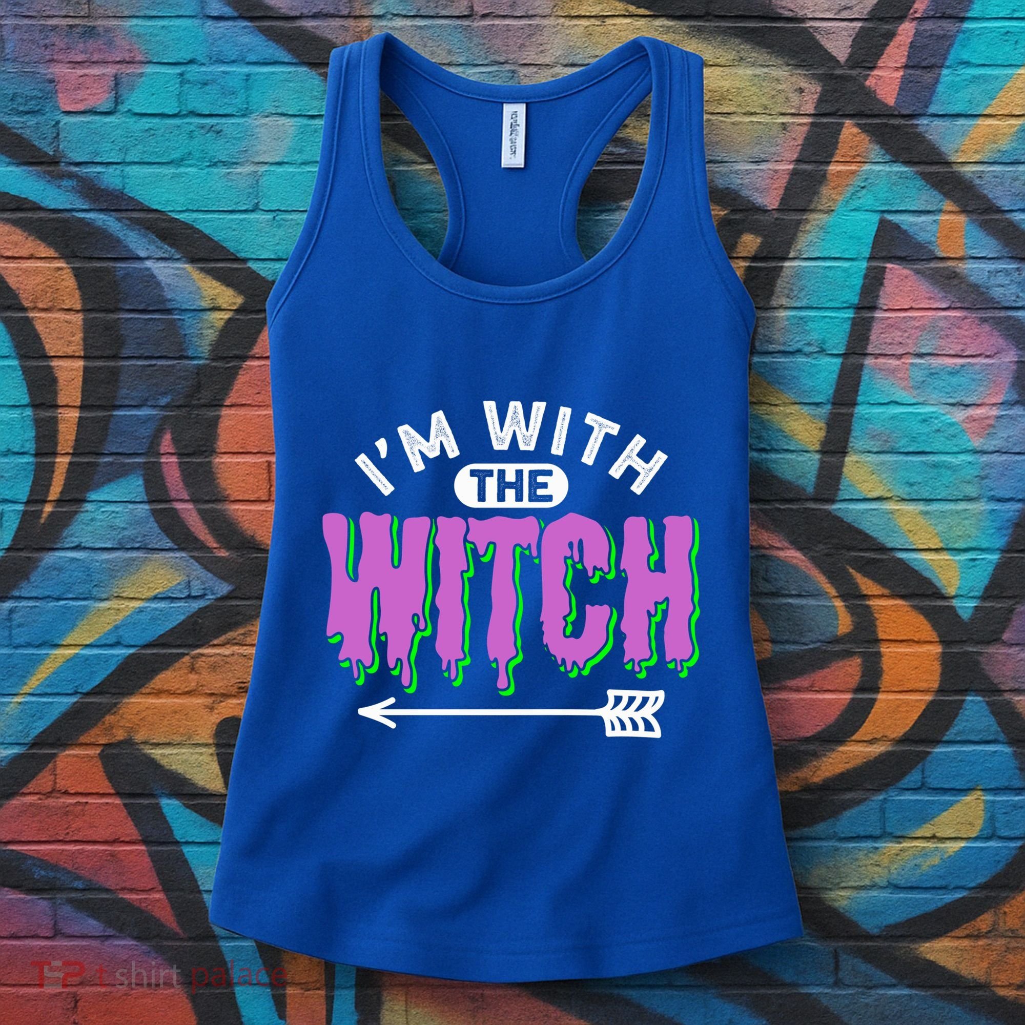 I Am With The Witch Halloween Witch Im With The Witch Funny Gift Women's Tank Top